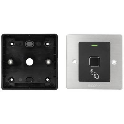 Een roestvrij stalen deurslot met vingerafdrukscanner en NFC-technologie, links een lege montagebehuizing.
