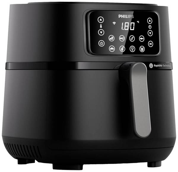 Philips Home HD9285/93 Airfryer 7.2 l 2000 W Appbased, Anti-aanbaklaag, BPA-vrij Zwart, Zilver