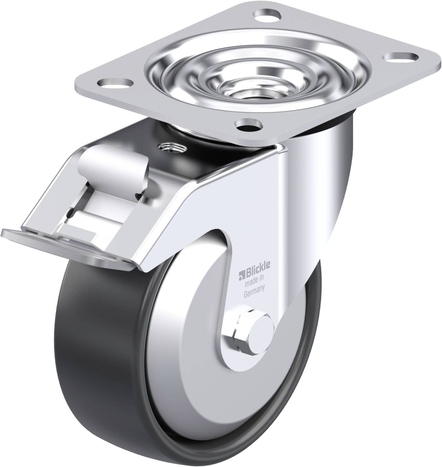Blickle LE-PP 100G-FI-FA Plaatstalen zwenkwiel Wieldiameter: 100 mm Draagvermogen (max.): 150 kg 1 stuk(s)
