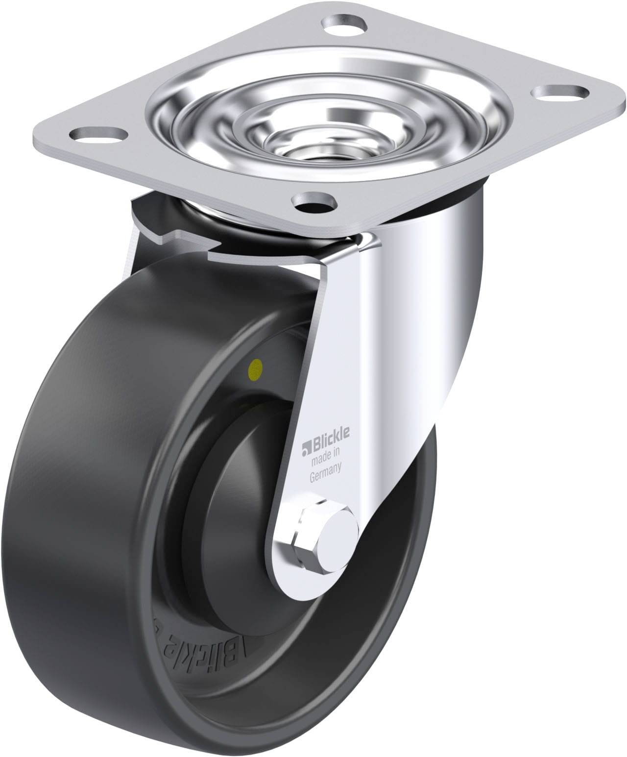 Blickle LE-PP 100KA-EL Plaatstalen zwenkwiel Wieldiameter: 100 mm Draagvermogen (max.): 150 kg 1 stuk(s)