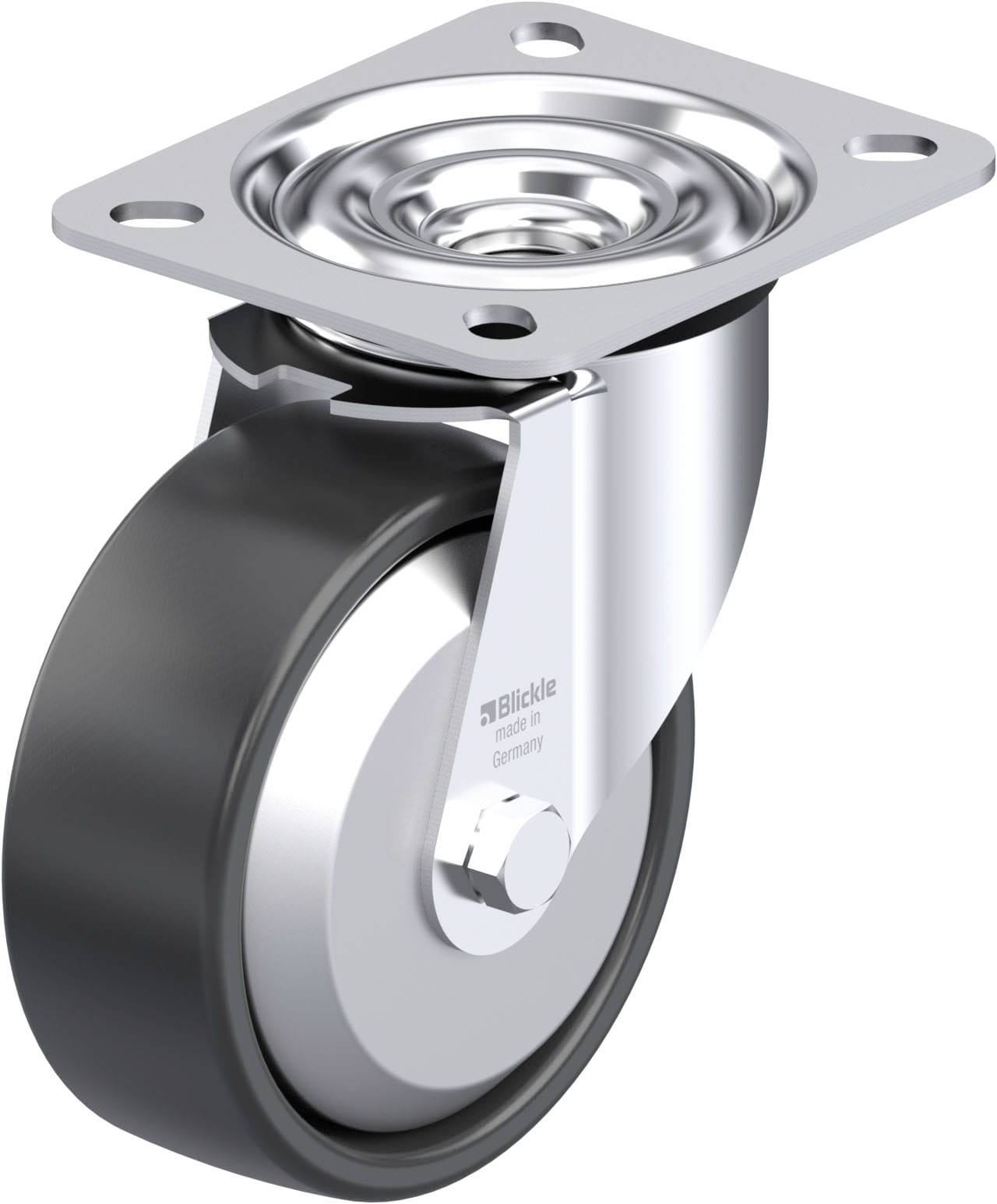 Blickle LE-PP 100KA-FA Plaatstalen zwenkwiel Wieldiameter: 100 mm Draagvermogen (max.): 150 kg 1 stuk(s)