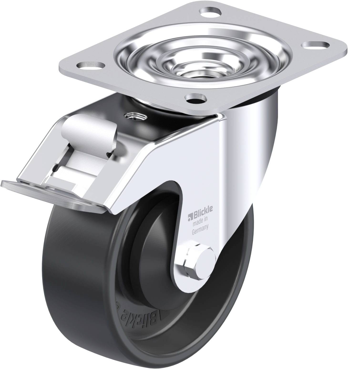 Blickle LE-PP 100KA-FI Plaatstalen zwenkwiel Wieldiameter: 100 mm Draagvermogen (max.): 150 kg 1 stuk(s)
