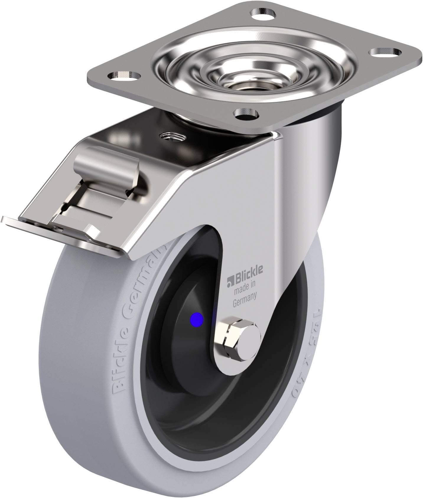 Blickle LEX-POEV 125XKA-FI-SG RVS zwenkwiel Wieldiameter: 125 mm Draagvermogen (max.): 150 kg 1 stuk(s)