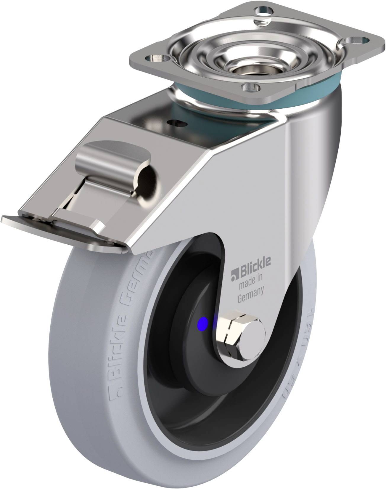 Blickle LEX-POEV 160XKA-1-FI-SG-GKN RVS zwenkwiel Wieldiameter: 160 mm Draagvermogen (max.): 300 kg 1 stuk(s)