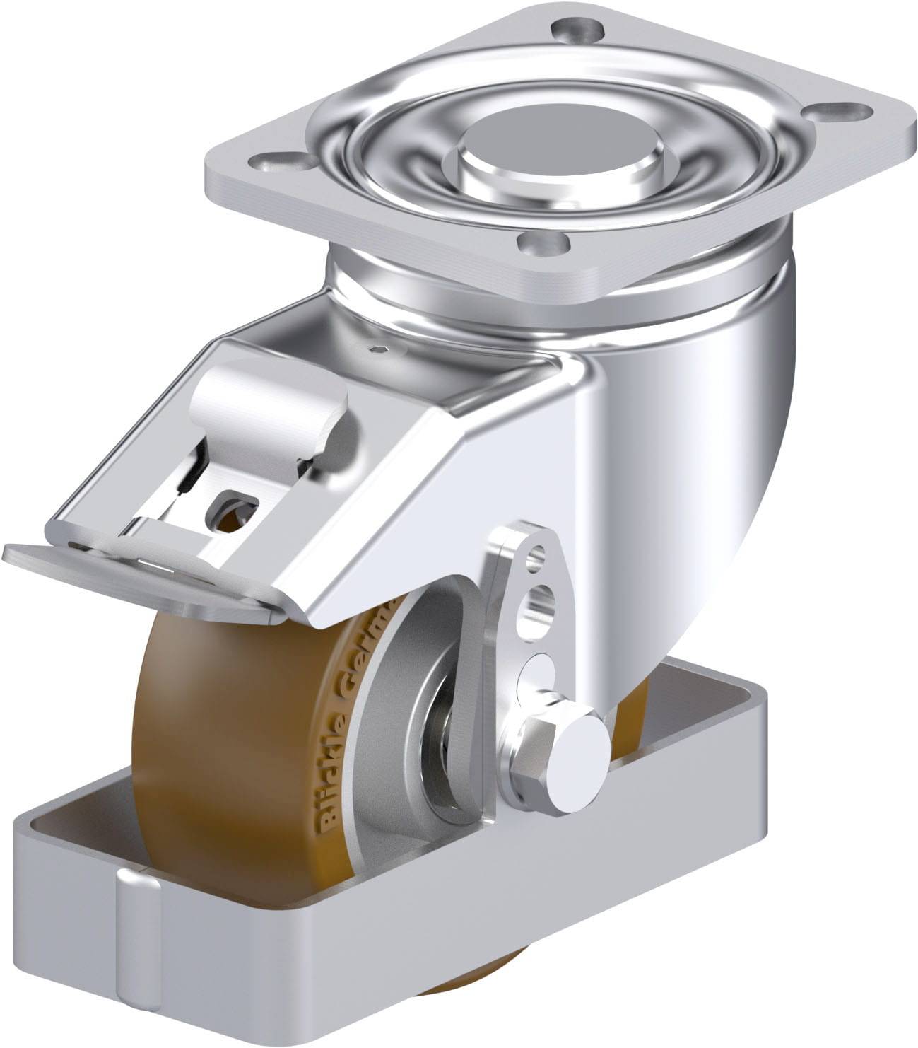 Blickle LH-ALB 101K-1-FI-FS Plaatstalen zwenkwiel Wieldiameter: 100 mm Draagvermogen (max.): 400 kg 1 stuk(s)