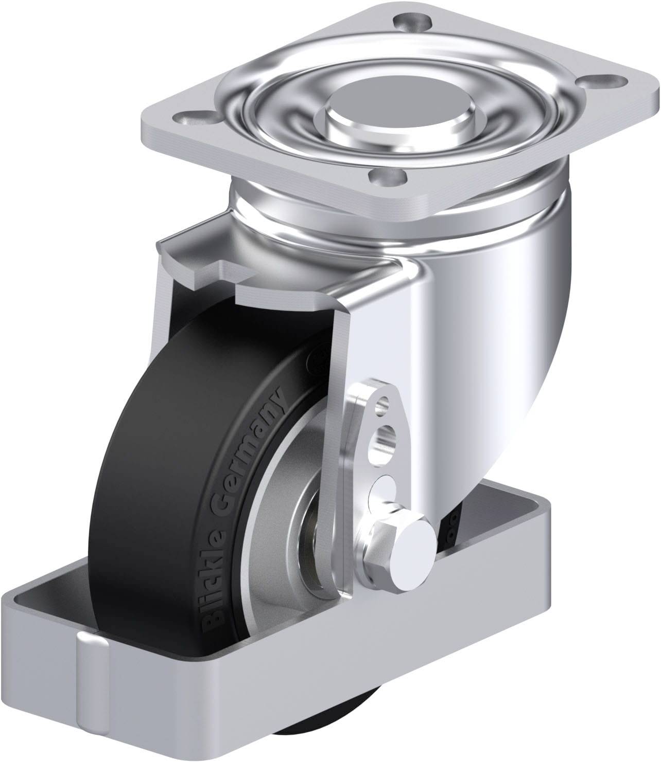 Blickle LH-ALEV 100K-1-FS Plaatstalen zwenkwiel Wieldiameter: 100 mm Draagvermogen (max.): 200 kg 1 stuk(s)