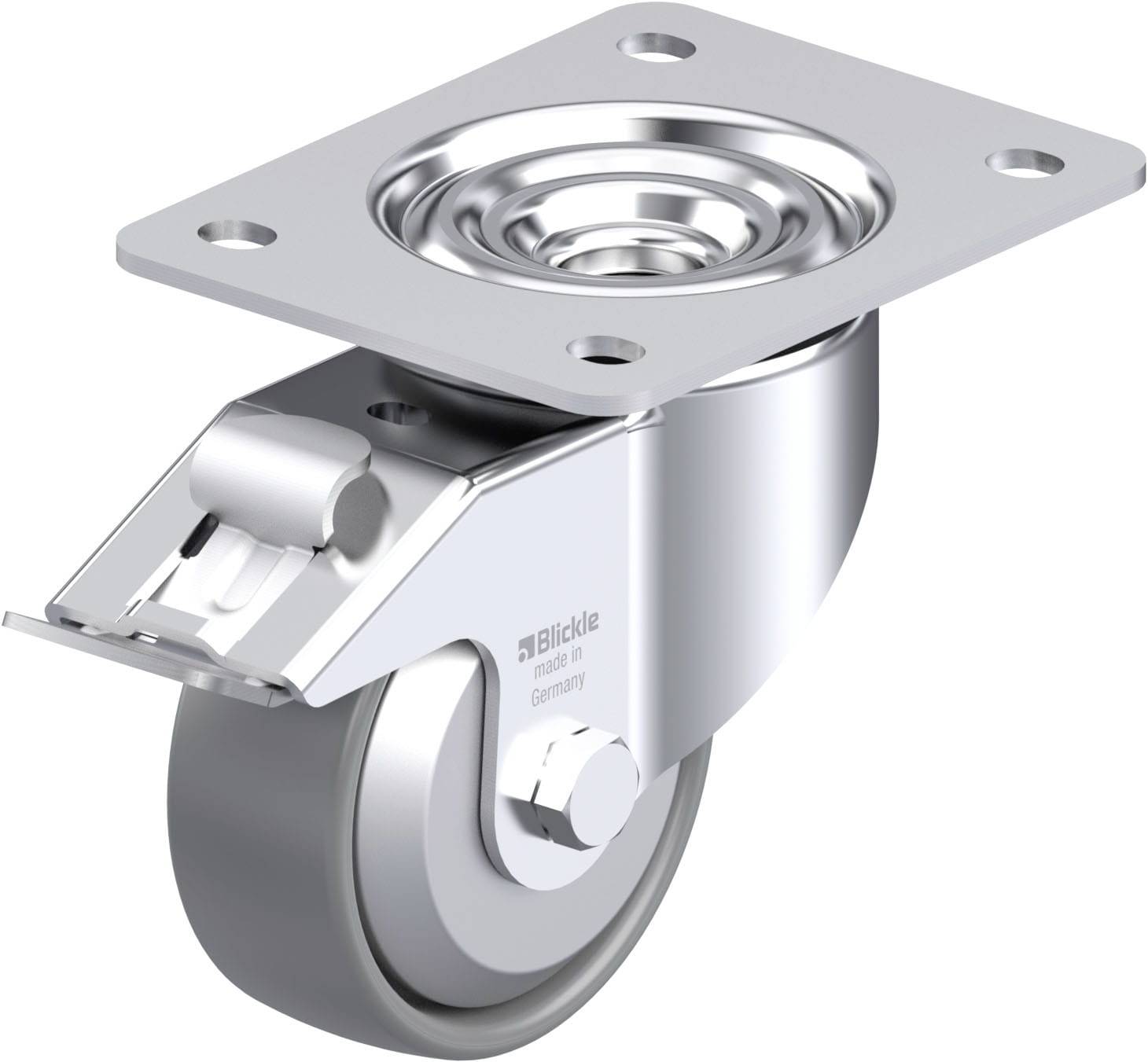 Blickle LK-PO 100G-3-FI-ELS-FA Plaatstalen zwenkwiel Wieldiameter: 100 mm Draagvermogen (max.): 280 kg 1 stuk(s)
