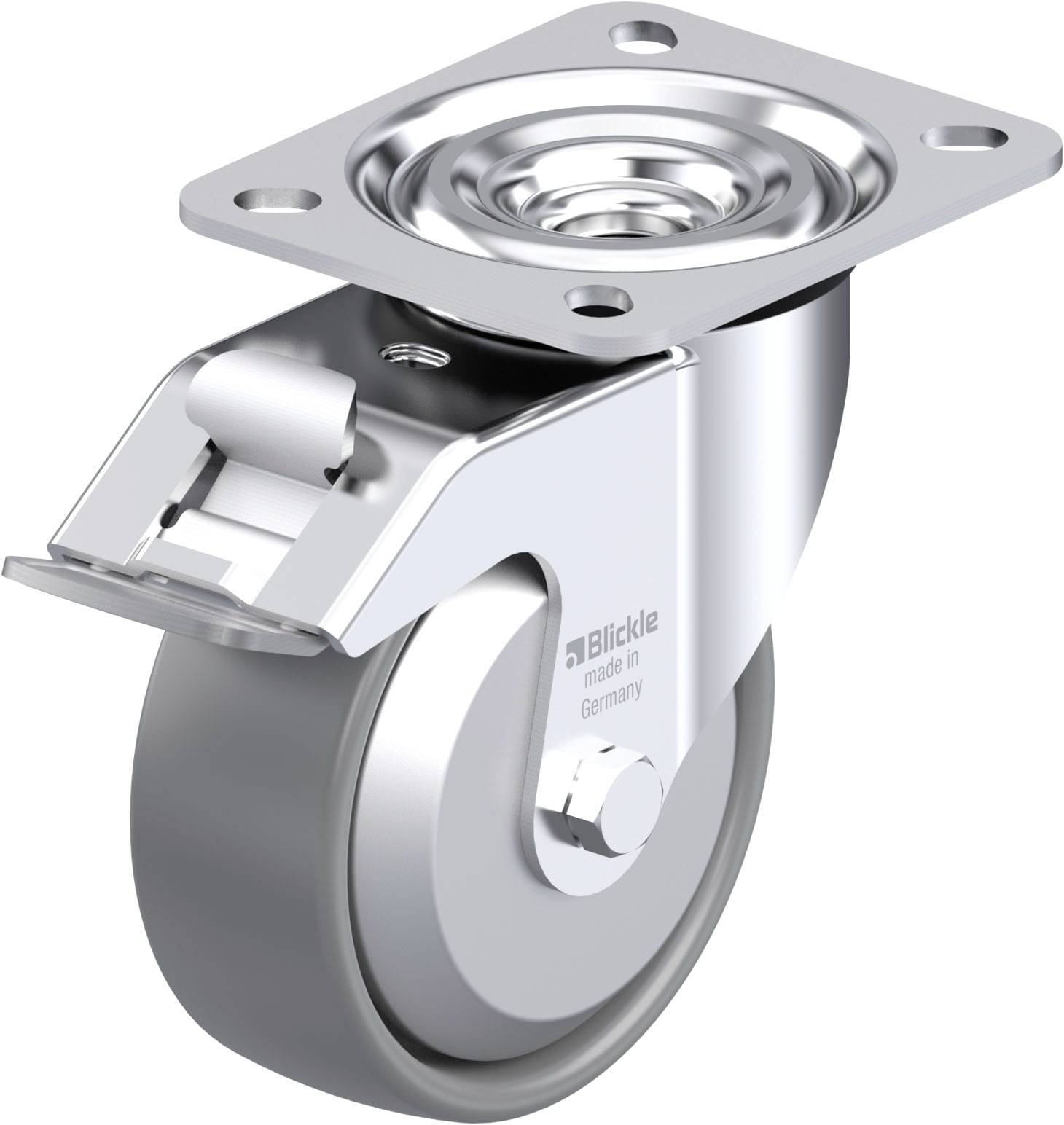 Blickle L-PO 100G-FI-ELS-FA Plaatstalen zwenkwiel Wieldiameter: 100 mm Draagvermogen (max.): 250 kg 1 stuk(s)