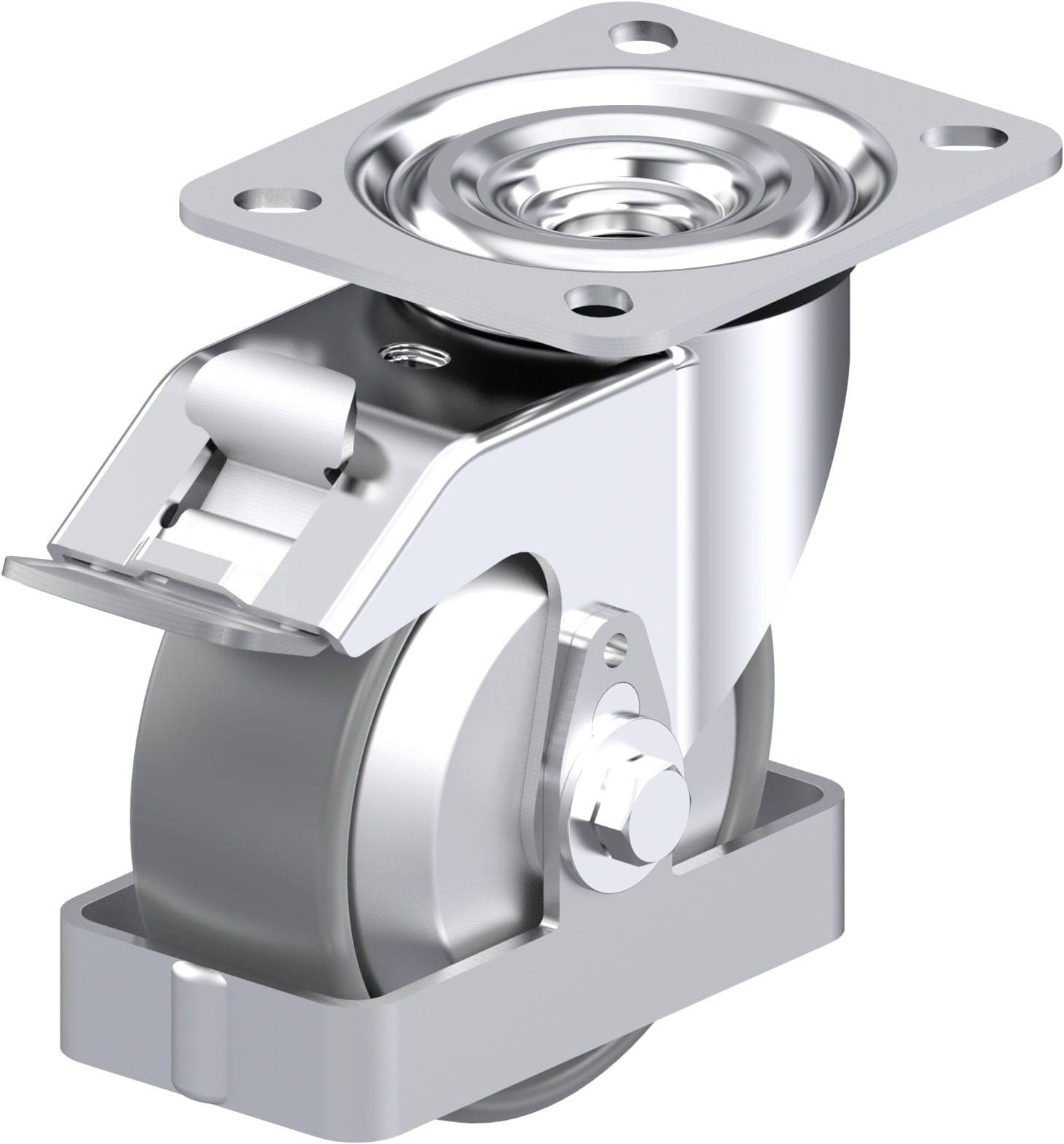 Blickle L-PO 100G-FI-ELS-FA-FS Plaatstalen zwenkwiel Wieldiameter: 100 mm Draagvermogen (max.): 250 kg 1 stuk(s)
