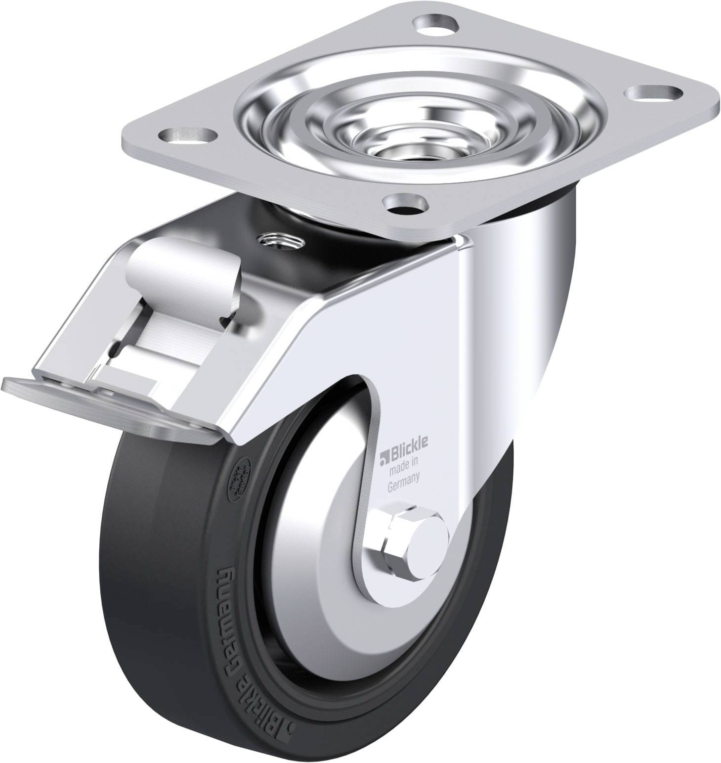 Blickle L-POEV 100KAD-FI-FA Plaatstalen zwenkwiel Wieldiameter: 100 mm Draagvermogen (max.): 200 kg 1 stuk(s)