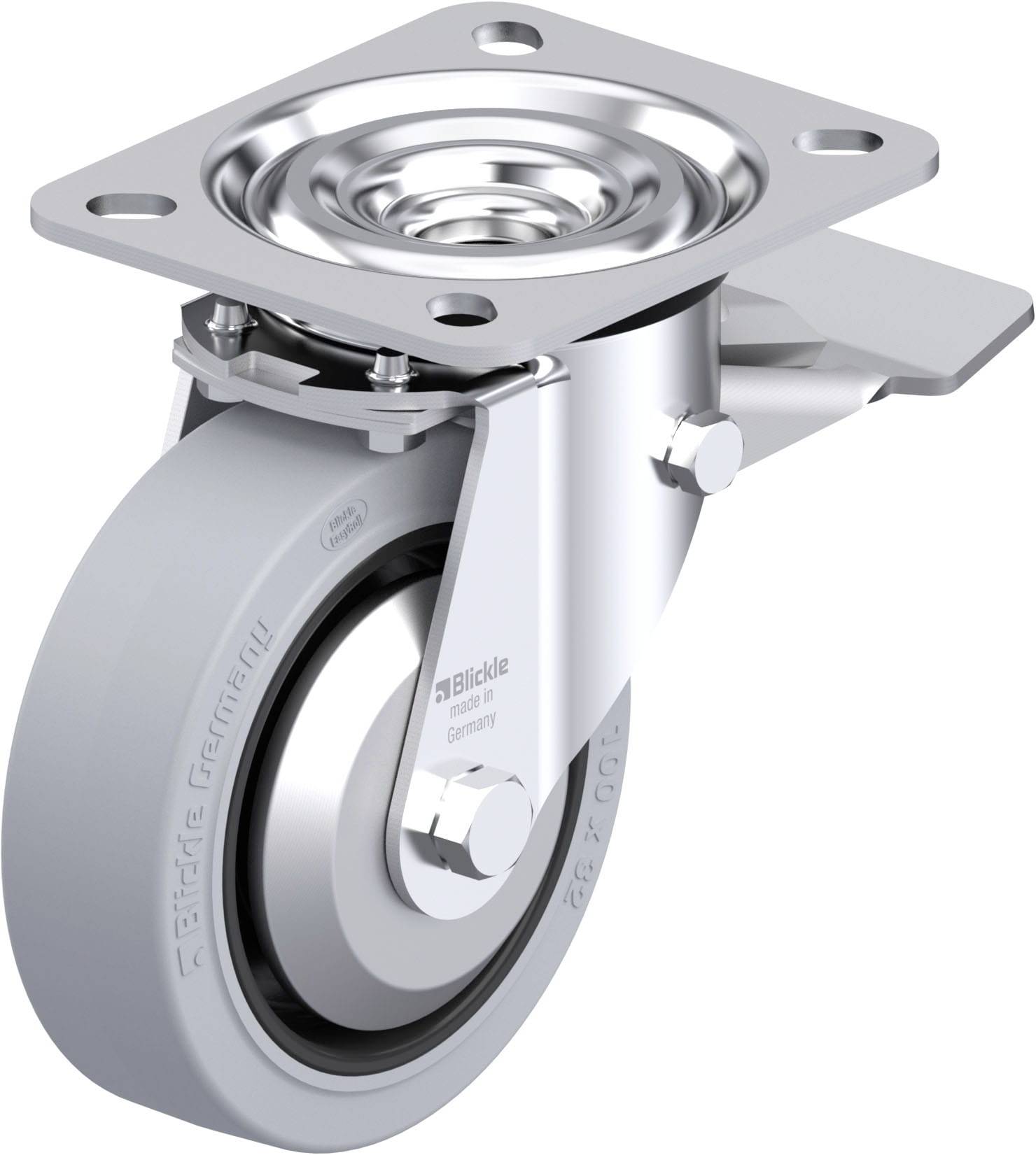 Blickle L-POEV 100KAD-ST-SG-FA Plaatstalen zwenkwiel Wieldiameter: 100 mm Draagvermogen (max.): 200 kg 1 stuk(s)