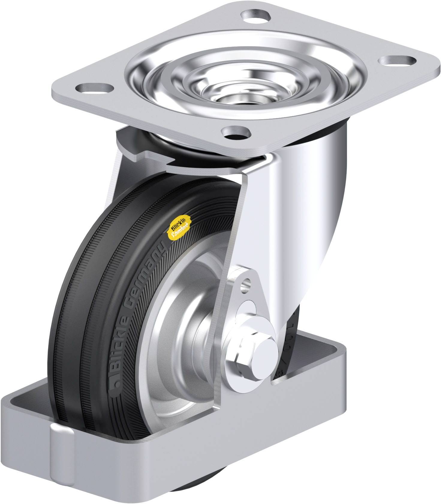 Blickle L-RD 100R-FS Plaatstalen zwenkwiel Wieldiameter: 100 mm Draagvermogen (max.): 100 kg 1 stuk(s)