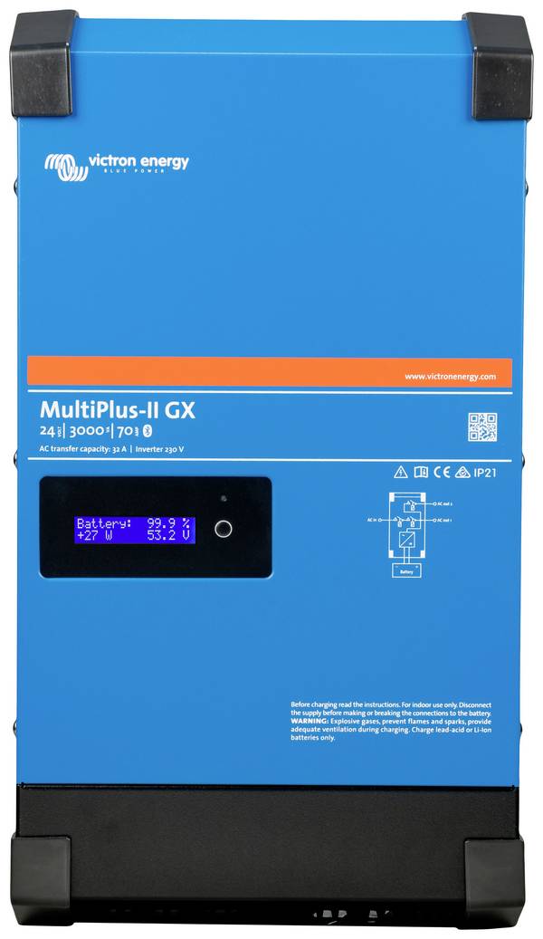 Victron Energy MultiPlus-II 24/3000/70-32 230V GX Omvormer 3000 W 24 V - 230 V Geïntegreerde laadregelaar