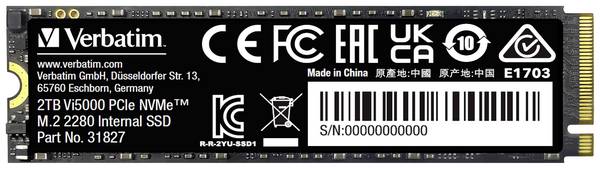 Verbatim Vi5000 M.2 SSD - 2TB PCIe4 NVMe - -31827