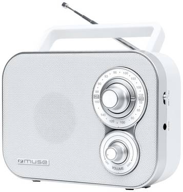 Muse M-051 RW Transistorradio VHF (FM), FM, Middengolf FM, Middengolf, AUX  Wit