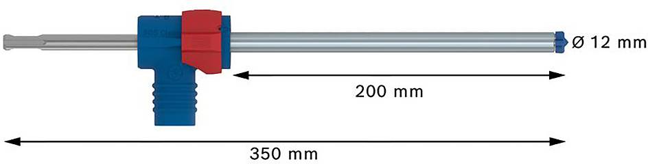 Pipet met een diameter van 12 mm en een lengte van 350 mm; gemarkeerd bij 200 mm. Hoofdkleuren: Blauw en Rood. Geschikt voor nauwkeurige metingen.