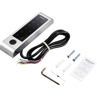 Elektronisch deurslot met kabels, schroeven en handleiding inbegrepen. Bevat toetsenbord en vingerafdruksensor.