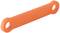 Een lange, platte, oranje kunststofstrip met een gat aan elk uiteinde.