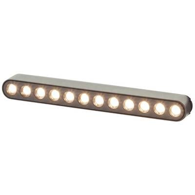 Een langwerpig LED-licht met elf gelijkmatig gerangschikte, lichtgevende lampjes. Ideaal voor gelijkmatige verlichting.