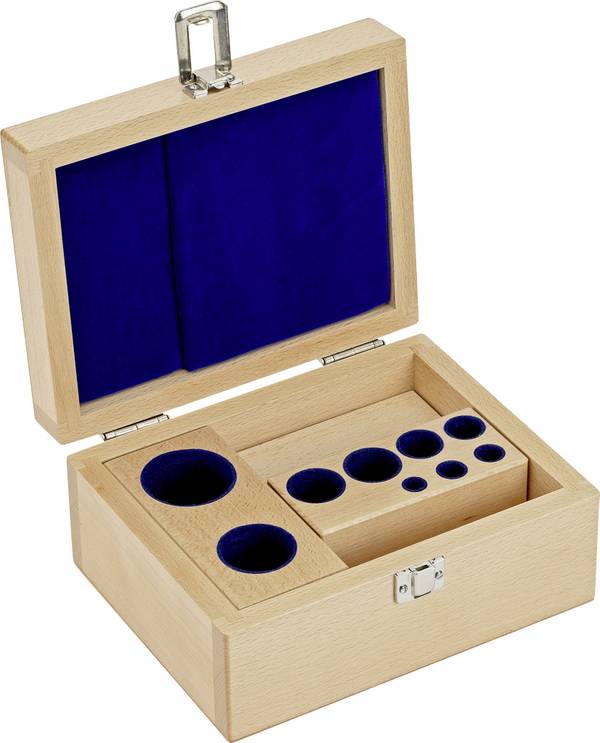 Kern 313-060-100 Houten gewichtetui 313-060-100, voor nominale waarden 1 mg - 1 kg, voor klassen E1+E2+F1, voor model knop/compact