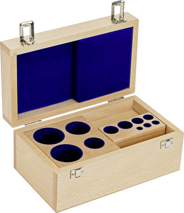 Kern 313-070-100 Houten gewichtetui 313-070-100, voor nominale waarden 1 mg - 2 kg, voor klassen E1+E2+F1, voor model knop/compact