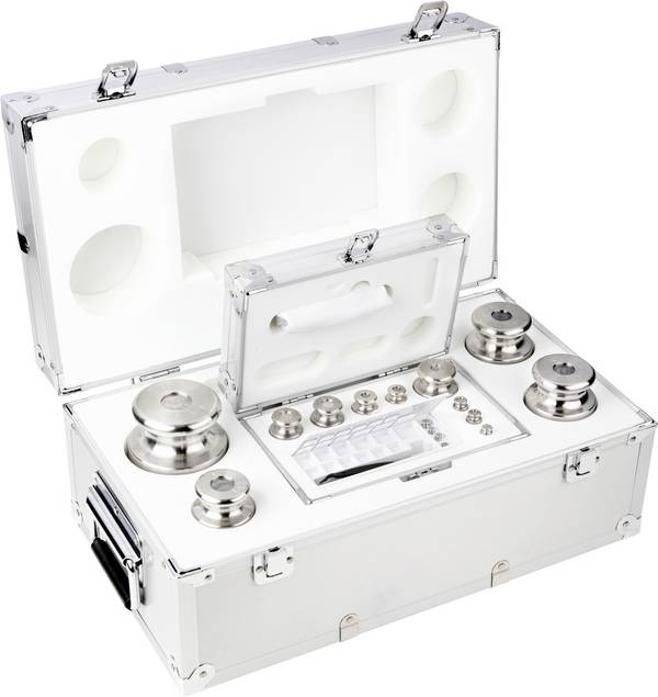 Kern 354-086 Gewichtenset 354-086, OIML-klasse M2, nominale waarde 1 g - 5 kg, knop, roestvrij staal fijngedraaid, in aluminium etui