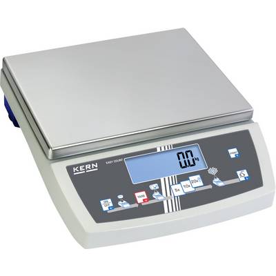 Digitale precisieweegschaal met een groot, verlicht display toont 0 kg. De weegschaal heeft een robuust, rechthoekig roestvrij stalen platform.