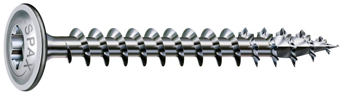 Metalen schroef met een verzonken kop en scherp draad, geschikt voor houtverbindingen.