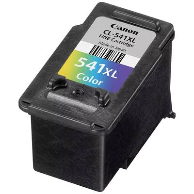 Gekleurde inktpatroon met opschrift 'Canon CL-541XL FINE Cartridge, Made in Japan'.