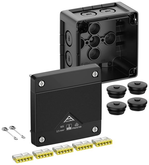 Spelsberg Abox Pro 025-2,5²/sw Aftakkast (l x b x h) 92 x 92 x 60 mm Zwart IP66, IP67, IP69 1 stuk(s)
