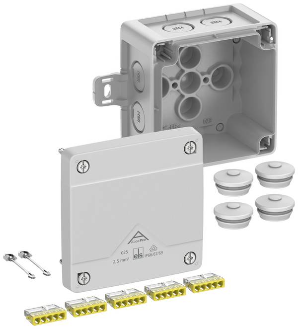 Spelsberg Abox Pro 025 AB-2,5² Aftakkast (l x b x h) 92 x 92 x 60 mm Grijs IP66, IP67, IP69 1 stuk(s)