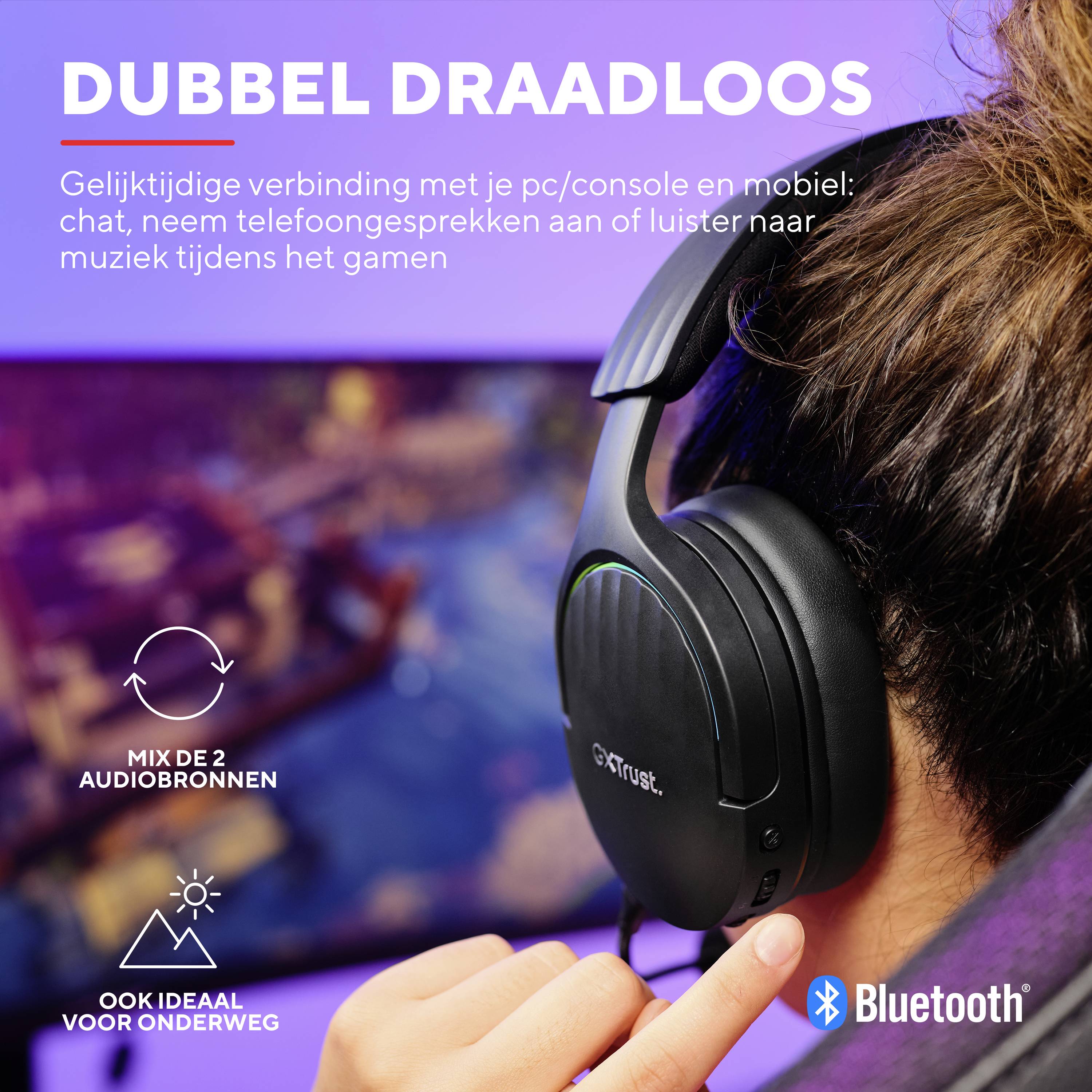 Koptelefoon met 'multifunctionele' knop voor pc en mobiele apparaten. Bluetooth-functie voor muziek en oproepen, ideaal voor onderweg.