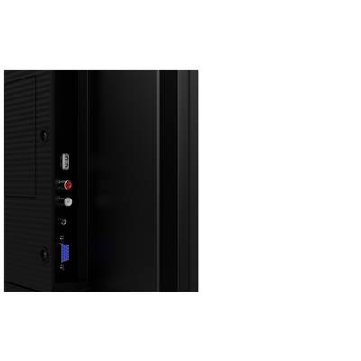 Achterkant van een televisie met verschillende aansluitingsmogelijkheden: USB, VGA, audio-ingangen en HDMI-aansluitingen.