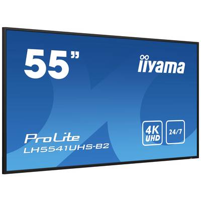 Een 55-inch iiyama ProLite scherm, model LH5541UHS-B2, toont 4K-UHD-resolutie weer en is geschikt voor 24/7-gebruik.