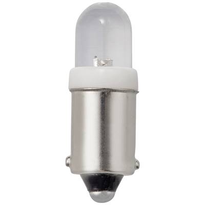 Een metalen en transparante LED-lamp met een ronde punt en een witte voet, geschikt voor verschillende verlichtingstoepassingen.