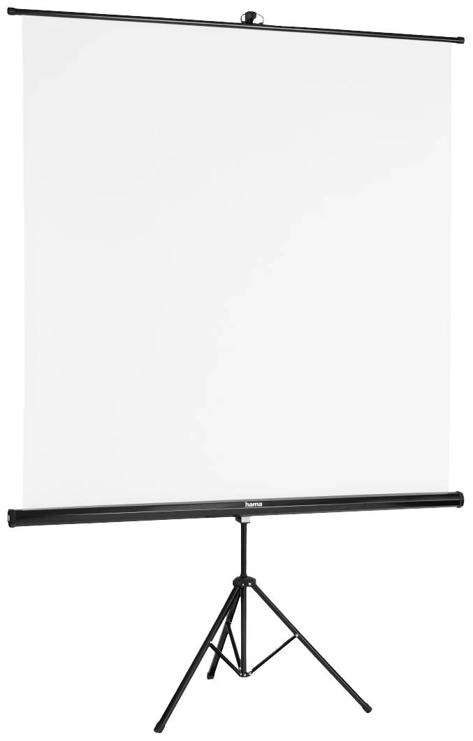 Canvas op een statief, klaar voor een presentatie of filmvertoning in een ruimte.