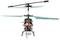 Een afstandsbediende modelhelikopter met blauwgroene rotorbladen, een rode romp en de tekst 'Storm One' op de rotoren.