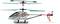 Speelgoed-helikopter 'Storm One' met twee rotoren, blauwe romp en rode accenten, gepresenteerd op een witte achtergrond.