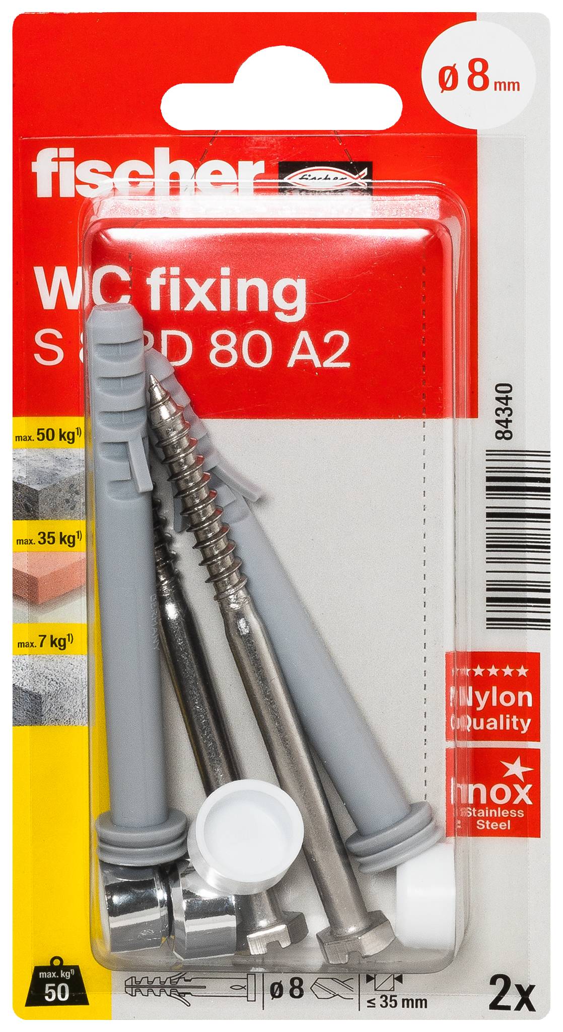 Fischer 084340 S 8 RD 80 K NV Montageset 80 mm 8 mm 1 set(s)