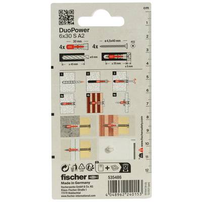 Fischer 535486 DuoPower 6 x 30 S A2 K NV Pluggenset 30 mm 6 mm 1 set(s)-2