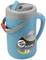 Blauwe kan met grijze deksel en rietje, capaciteit 2,5 liter. Kunststof handvat en etiket met opschrift 'Pinnacle'.