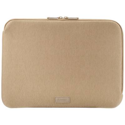 Beige laptoptas met rits, strak design, geschikt voor bescherming en transport van laptops.