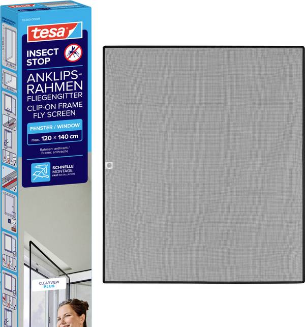tesa INSECT STOP CLIP-ON 55360-00001-00 Vliegenhor   (b x h) 1.2 m x 1.4 m Antraciet 1 stuk(s)