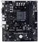 Zwart moederbord met AM4-socket, meerdere PCIe-sleuven en USB-poorten. Fabrikant 'BIOSTAR' is zichtbaar.