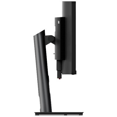 Een computerscherm in zijaanzicht toont een slanke en verstelbare standaard.