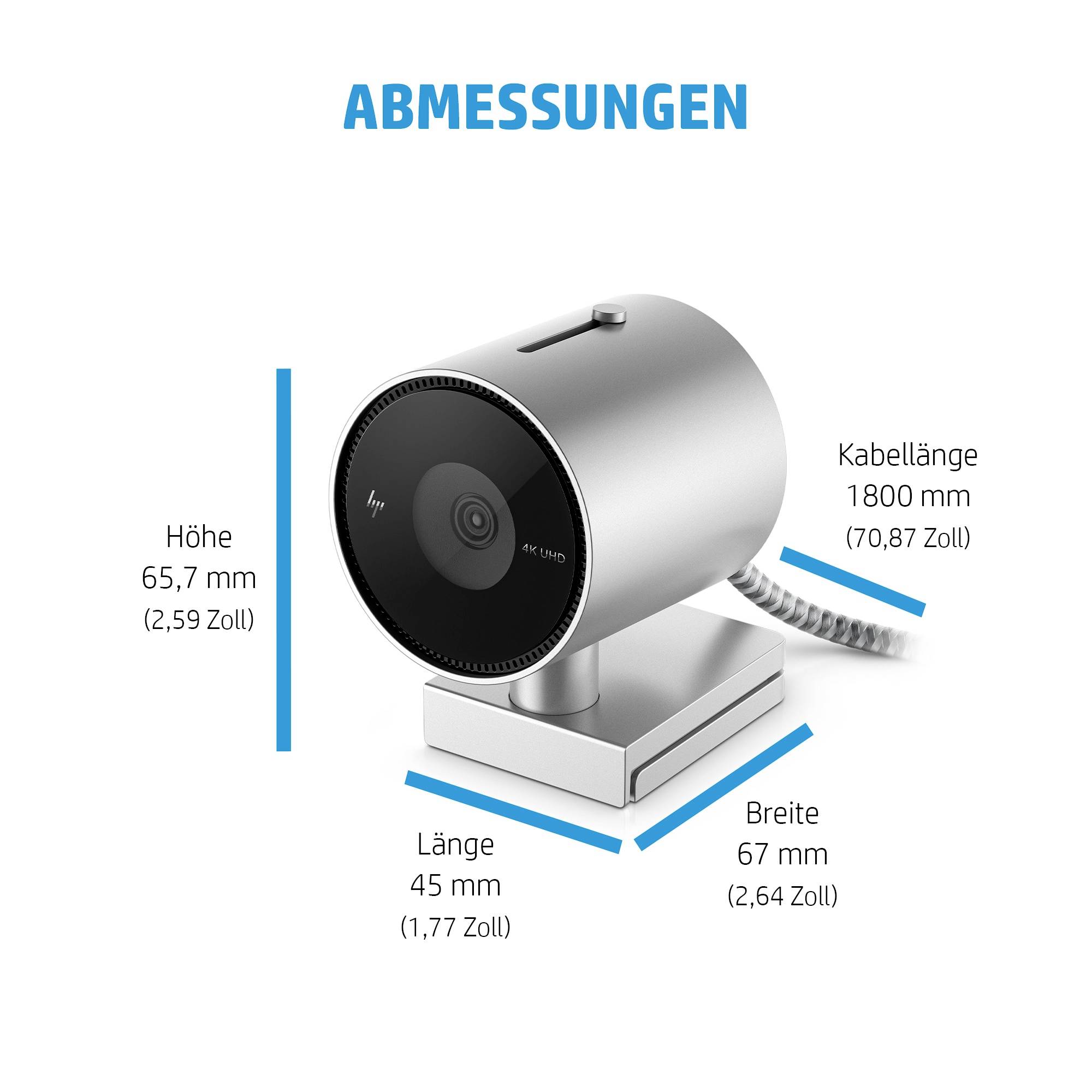 HP 950 4K-webcam 3840 x 2160 Pixel Microfoon, Klemhouder-14