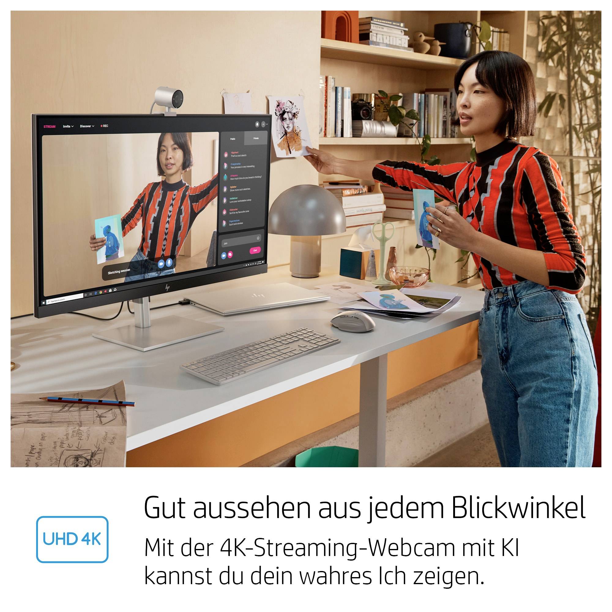 HP 950 4K-webcam 3840 x 2160 Pixel Microfoon, Klemhouder-11