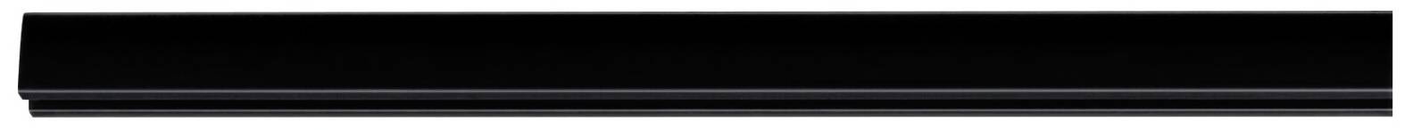 Zwarte metalen strip, horizontaal geplaatst, weerkaatst licht op subtiele wijze.