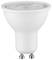 Een LED-lamp met GU10-fitting. De witte lamp heeft een reflecterende kop en is geschikt voor spotverlichting.
