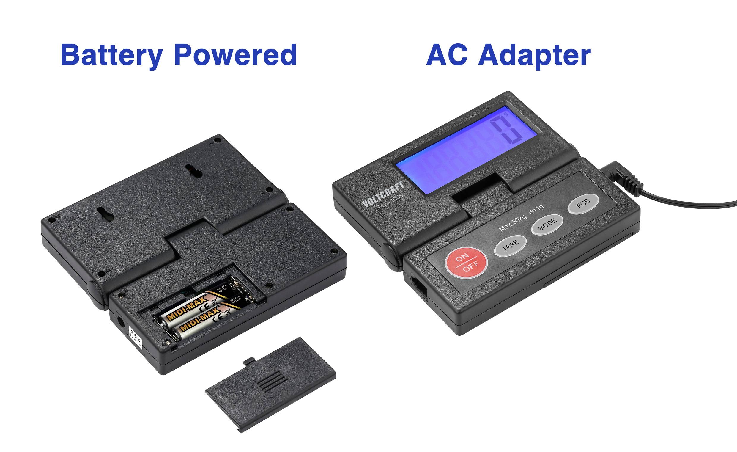 'Polcraft Mini-UPS-150E-Voeding' met twee bedrijfsmodi: batterijmodus en netadapter. Beschikt over display en toetsen voor bediening.